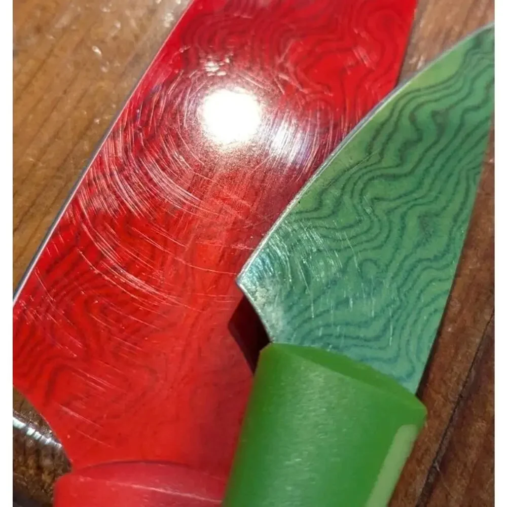 2 KAI Pure Komachi HD Knife Knives Red Green Coated Carbon Stainless Steel